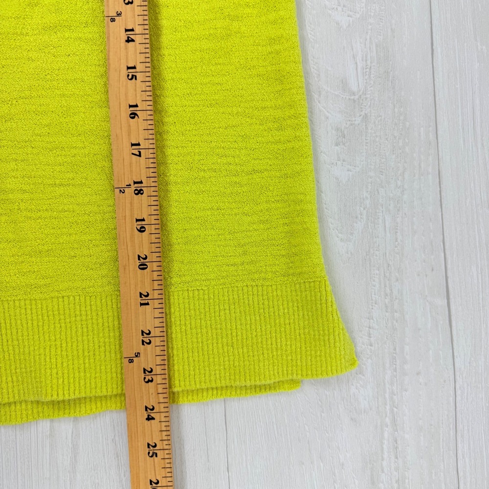 LOFT Henley Sweater Top Size M Bright Yellow Knit Cotton Blend 3/4 Sleeves Chic - Picture 13 of 14